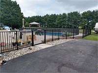 <b>4' high Black aluminum two rail Alumi-Guard Ascot style fence with one 4ft wide arched top walk gate</b>